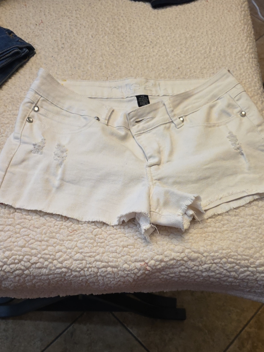 Rue21 White Distressed Denim Cutoff Shorts
